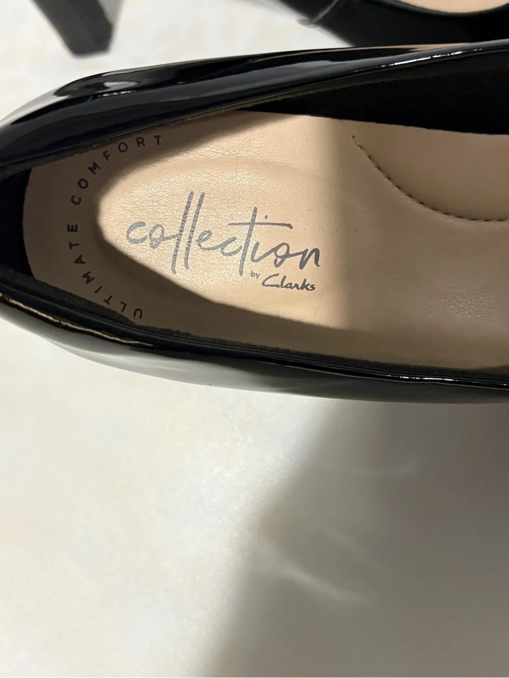Collection by Clarks Black Patent Round-Toe Heels